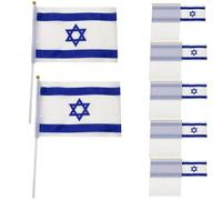 Mini Israel Flag 100 Pcs Small Israeli Flag On Sticks 8.3x5.5 inch Mini Country Flags Hand Waving Office International Conference Israeli Theme Party Decor