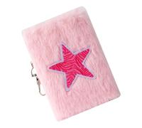 Mini Journal - 4.13in Plush Notebook | Small Pocket Notepad With Keychain For Kids & Girls, Tiny Daily Diary, 100-200 Pages For School Office Travel, Cute Soft Furry Cover, Pink Aesthetic Gift