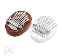 Mini Kalimba a 8 Tasti Trasparente 2 Pezzi per Studenti | Cristallo, Metallo e Legno, Forma Ovale, con Laccetto Incluso, per Pratica a Scuola e Apprendimento