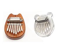 Mini Kalimba Thumb Paving, 8 pulsanti, squisiti Thumb Thumb Paving con banda di rinoceronti, cristallo in legno Kalimba, musica, pendente, regalo per bambini, 2 pezzi,1 Year