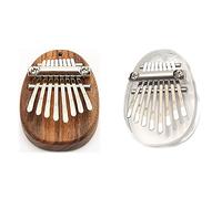 Mini Kalimba Thumb Paving, 8 pulsanti, squisiti Thumb Thumb Paving con banda di rinoceronti, cristallo in legno Kalimba, musica, pendente, regalo per bambini, 2 pezzi,One Size