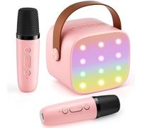 Mini karaoke Machine con 2 microfoni wireless, 2025 TOP Kids Portable Bluetooth Karaoke Machine for 3, 4, 5, 6, 7, 8, 9, 10, 11, 12 anni, regalo di Natale per ragazze e ragazzi, feste a casa