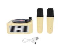 Mini Karaoke per bambini e adulti, altoparlante Bluetooth portatile con 2 microfoni wireless, annullamento vocale con un, 4 effetti di cambio vocale, 5 ore di riproduzione per (Gialla)