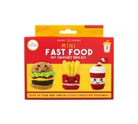 Mini kit all'uncinetto per fast food, set fai da te all'uncinetto per principianti, per realizzare hamburger, patatine fritte e personaggi da bere, kit completo con gancio e filo, dai 6 anni in su