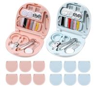 Mini kit da cucito da viaggio, 12 set da cucito portatile, include forbici, aghi per filo, pinzette, per principianti, viaggiatori, hotel, beneficenza, kit da viaggio mini scatola organizer piccola