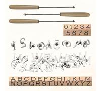 Mini kit di ferri da stiro, 26 lettere e 10 numeri, ferri personalizzati con 3 manici per legno, pelle, cappelli, feltro pelle bovina (non per alimenti)
