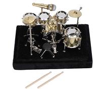 Mini kit modello di batteria, modello retrò mini batteria con scatola di visualizzazione e base ornamenti per strumenti domestici squisita decorazione festa di laurea regalo da collezione per lei o