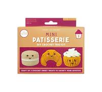 Mini kit per pasticceria all'uncinetto, trio di dessert fai da te per principianti, per realizzare croissant, cupcake e macaron, kit completo per fai da te con gancio e filo, dai 6 anni in su
