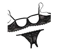 Mini Kitty Set di Lingerie Sexy per Donna, Reggiseno Floreale a Spalline e Perizoma in Pizzo Trasparente, Babydoll a Rete 2-Pezzi, Reggiseno Push Up Bralette, Perizoma, Biancheria Intima per Festa di