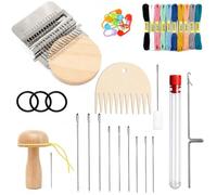 Mini Knit Loom Kit Per Rammendo e Riparazione Vestiti con Knit Patch Kit Strumento a Fungo per Cucito e Strumento per Tessitura con Aghi a Cruna Larga Segnapunti Elastici Filo da Ricamo DIY