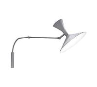 Mini lampada da parete de Marseille, colore grigio opaco, interno bianco lavato, interruttore sul cavo, lunghezza 85 x altezza 50 cm, struttura girevole a 180°, paralume Ø 30 cm, girevole a 340°