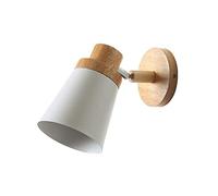 Mini Lampada da Parete in Legno, Applique da Comodino, Lampada da Parete in Legno con Paralume in Metallo Macaron, lampade da Parete girevoli e Regolabili, Illuminazione Decorativa E27 per corrid