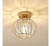 Mini lampada da soffitto in cristallo Illuminazione da interno semi da incasso dorata per corridoio, ingresso, camera da letto (E27, senza lampadina)