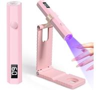 Mini lampada UV portatile, ricaricabile, lampada per unghie, con supporto, 2 timer, asciugatura istantanea, decorazione per la casa, fai da te, viaggi (rosa)