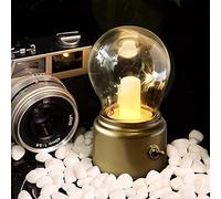 Mini lampada vintage a forma di lampadina LED, decorazione della stanza senza fili, stile retrò con batteria ricaricabile USB, interruttore classico, luce portatile per soggiorno, camera da letto.