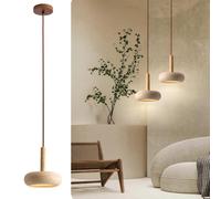 Mini lampadari per isola cucina, lampada in travertino giallo wabi-sabi con maniglia in legno, apparecchi di illuminazione a sospensione stile Japandi per sala da pranzo, camera, corridoio - 12W 3000K