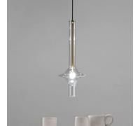 Mini lampade a sospensione in vetro per isola cucina bar moderna lampada a sospensione singola grigio fumo lampada a sospensione industriale a tubo lungo lampadario lineare per foyer scala sala da