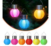 Mini lanterna solare in nylon da appendere, 10 cm, multicolore, set da 6 pezzi, lanterna LED piccola, 6 colori, luce bianca fredda, illuminata per esterni, giardino, feste, gazebo, illuminazione
