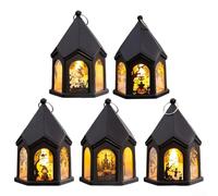Mini lanterne decorative con candele tremolanti a LED senza fiamma per feste di nozze e decorazioni per la casa di Halloween, design leggero e portatile con gancio ad anello in metallo