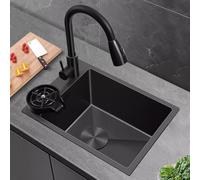 Mini Lavabo da Appoggio in Acciaio Inox, Moderno Lavello Cucina a Montaggio Laterale con Lavapiatti e Rubinetto, for Lavanderia, Balcone, Giardino