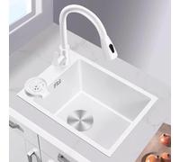 Mini Lavabo da Appoggio in Acciaio Inox, Moderno Lavello Cucina a Montaggio Laterale con Lavapiatti e Rubinetto, for Lavanderia, Balcone, Giardino