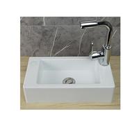 Mini lavabo da parete 40 x 20 x 11 cm, rettangolare, in plastica resistente, con tubo dell'acqua, per cucina e WC, rubinetto freddo e caldo pronto