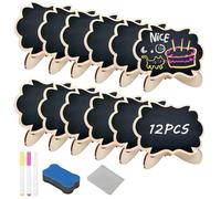 Mini Lavagna Legno Doppio Lato, 12pcs Piccola Lavagnette Messaggi Bordo, Mini Lavagne con Supporto, Lavagnette Decorazione Della Tavola per Buffet, Matrimoni, Feste, Ristoranti