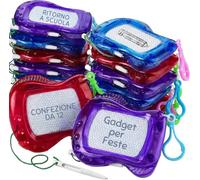 Mini lavagna magnetica bianca, 12 pezzi, cancellabile con portachiavi | per gli zainetti, per disegnare, scarabocchiare e come regalini per le feste dei bambini
