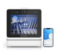 Mini lavastoviglie BLITZHOME controllo smart app, 8 programmi, lavastoviglie da tavolo portatile, serbatoio dell'acqua da 5 l, utilizzabile con/senza collegamento acqua, asciutto, prenotazione