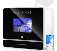 Mini lavastoviglie, BLITZHOME lavastoviglie piccola portatile controllo smart app, 9 programmi, serbatoio dell'acqua da 5,2 l, utilizzabile con/senza allacciamento idrico, asciugatura, avvio ritardato