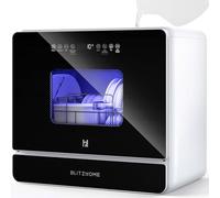Mini lavastoviglie, BLITZHOME lavastoviglie piccola portatile controllo touch, 9 programmi, serbatoio dell'acqua da 5,2L, utilizzabile con/senza allacciamento idrico, asciugatura, avvio ritardato