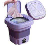 Mini Lavatrice, 8L Pieghevole Mini Lavatrice, per Calzini Piccola Lavatrice Efficiente Piccolo Secchio della Biancheria Lazy Person Lavatrice, Secchio della Biancheria,Viola