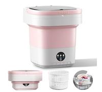 Mini lavatrice da 12 l, lavatrice portatile con cestello di centrifuga rimovibile pieghevole e compatta, 3 modalità tattili per appartamenti, dormitori e campeggio, rosa