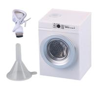 Mini lavatrice, mobili ricaricabili 1:12 in scala in scala con coperchio aperto e tubo di scarico, rondella realistica di mini casa per micro decorazione paesaggistica lavatrice giocattolo