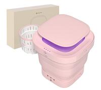 Mini lavatrice pieghevole ADITAM 100-240 V - Lavatrice portatile da 9 litri, piccola lavatrice portatile con centrifuga per biancheria intima Appartamento, campeggio, viaggi in camper (colore: rosa)