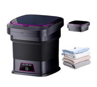 Mini Lavatrice Pieghevole, Lavatrice Portatile da 13 Litri, Mini Lavatrice Portatile a 3 Modalità con Tubo di Scarico, Maniglia e Ventosa per Biancheria Intima, Calzini, Lavatrice Piccola black