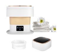 Mini lavatrice pieghevole - Lavatrice portatile da 40 W con asciugatrice e Blu-ray - Piccola e portatile, 3 modalità di pulizia, capacità 10 litri - per campeggio, viaggi, camper, dormitori(Khaki)