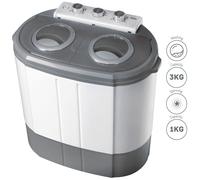 Wm1140 Mini Lavatrice Portatile Camping 3kg Lavati, 1kg Centrifuga, 2 Scomparti 190 W Bianco /grigio