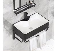 Mini lavello compatto da parete, moderno, in ceramica bianca, ad angolo, per bagno degli ospiti, con rubinetto caldo e freddo, design salvaspazio per piccoli spazi