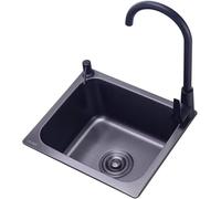 Mini lavello da cucina con rubinetto nero e accessori, compatto, 42 x 36 x 18 cm, perfetto per piccoli spazi, camper e cucine domestiche, design elegante