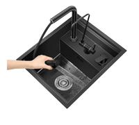 Mini lavello da cucina in acciaio inox con coperchio per rubinetto sollevabile, lavabo compatto da appoggio per piccoli spazi, ideale per noi famiglie (+rubinetto B)