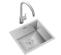 Mini lavello da cucina quadrato in acciaio inossidabile 304 con griglia di scarico e design integrato, ideale per piccoli (42 x 35 cm, argento)