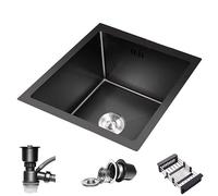 Mini lavello in acciaio inox per cucina, camper e bar, design a sifone multi-dimensione, lavello nero (70 x 43 x 21,5 cm) per piccoli appartamenti