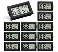 Mini LCD Digitale Termometro Igrometro, 12 Pezzi Mini LCD Digitale Termometro Igrometro Ambiente, Mini Termometro Digitale & Igrometro per Serra, Casa, Ufficio (Nero)