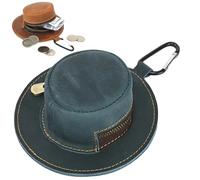 Mini Leather Coin Purse, Cowboy Hat Shaped Zipper Wallet, Travel Gift, with Keychain, Suitable for Men and Women
