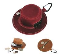 Mini Leather Coin Purse with Cowboy Hat Shape,Retro Topper Shape Coin Purse,Unique Portable Keychain Zippered Bag for Man