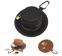Mini Leather Coin Purse with Cowboy Hat Shape,Retro Topper Shape Coin Purse,Unique Portable Keychain Zippered Bag for Man