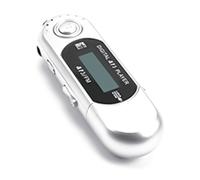Mini lettore MP3 con design a chiavetta USB, batterie al litio integrate, supporta il formato MP3/WMA e modalità di risparmio energetico automatica.