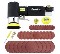 Mini Levigatrice Orbitale Pneumatica 50mm + 75mm, Mini Levigatrice angolare,Smerigliatrice angolare ad aria compressa con 20 Pezzi Dischi Carta Abrasivi