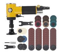 Mini levigatrice orbitale pneumatica da 5,1 cm, kit 2 in 1 per smerigliatrice ad angolo retto con 55 dischi di blocco a rullo, da utilizzare per la lavorazione di metalli e legno